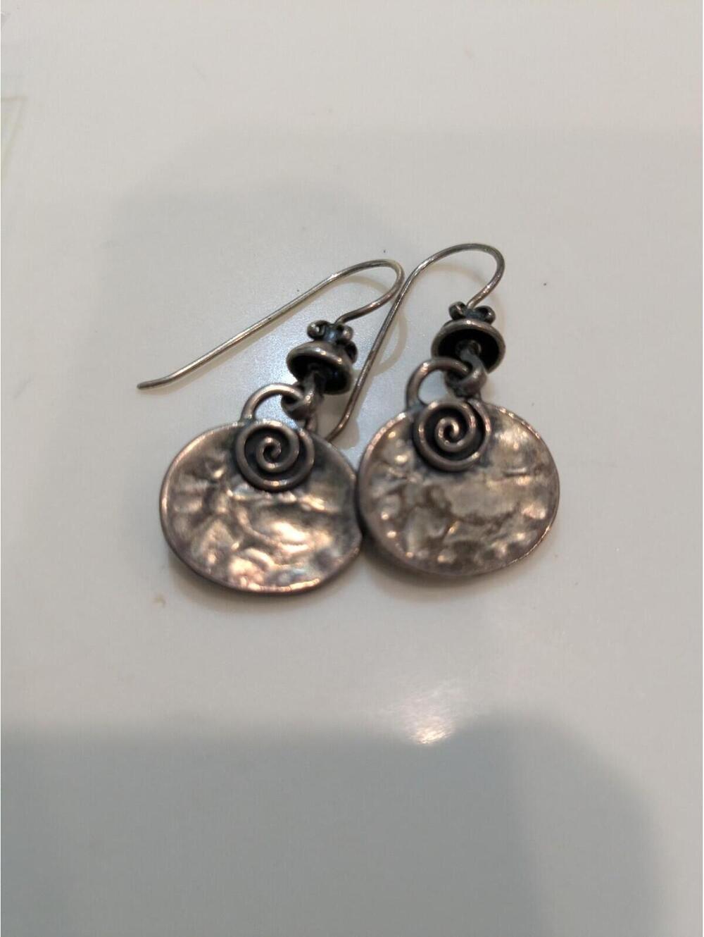 Silpada Hammered Oxidized Sterling Oval Swirl Earrings Set Of 3 Dangle Hook